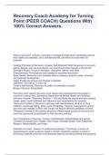 Recovery Coach Academy for Turning Point &lpar;PEER COACH&rpar; Questions With 100&percnt; Correct Answers&period;