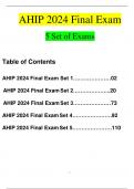 AHIP 2024 Final Exam's (5 Sets of Exams) with Updated Questions and Answers (Verified by Expert)