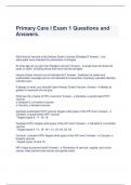  Primary Care I Exam 1 Questions and Answers.