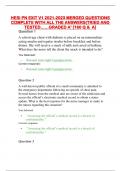 HESI PN EXIT V1 2021-2023 MERGED QUESTIONS  COMPLETE WITH ALL THE ANSWERS(TRIED AND  TESTED……GRADED A’ [160 Q & A]