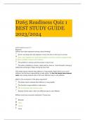 D265 Readiness Quiz 1 BEST STUDY GUIDE 2023/2024