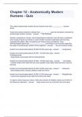 Chapter 12 - Anatomically Modern Humans - Quiz Questions and Answers 100&percnt; Correct