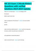 NR 325 Exam 2 (Nicole Kleber) Questions with verified Solutions 20232024 Update.