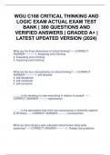WGU C168 CRITICAL THINKING AND LOGIC EXAM ACTUAL EXAM TEST BANK &vert; 380 QUESTIONS AND VERIFIED ANSWERS &vert; GRADED A&plus; &vert; LATEST UPDATED VERSION &lpar;2024&rpar;