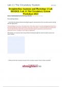 Straighterline Anatomy and Physiology 2 Lab BIO202L Lab 11 The Circulatory System Worksheet 2023
