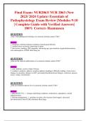 Final Exam: NUR2063/ NUR 2063 (New 2023/ 2024 Update) Essentials of  Pathophysiology Exam Review |Modules 9-10 | Complete Guide with Verified Answers|  100% Correct- Rasmussen 