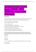 Certified Public Health Exam GUIDE 100&percnt;  VERIFIED ANSWERS  2023&sol;2024