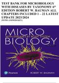 TEST BANK FOR MICROBIOLOGY WITH DISEASES BY TAXONOMY 6th EDITION ROBERT W. BAUMAN