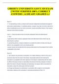 LIBERTY UNIVERSITY GOVT 325 EXAM  2 WITH VERIFIED 100% CORRECT  ANSWERS | ALREADY GRADED A+
