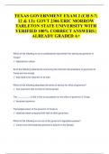 TEXAS GOVERNMENT EXAM 2 (CH 5-7;  12 & 13): GOVT 2306 ERIC MORROW  TARLETON STATE UNIVERSITY WITH  VERIFIED 100% CORRECT ANSWERS |  ALREADY GRADED A+