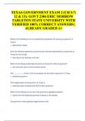 TEXAS GOVERNMENT EXAM 2 (CH 5-7;  12 & 13): GOVT 2306 ERIC MORROW  TARLETON STATE UNIVERSITY WITH  VERIFIED 100% CORRECT ANSWERS |  ALREADY GRADED A+