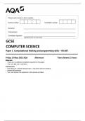 AQA GCSE COMPUTER SCIENCE Paper 1 Computational thinking and programming skills – VB.NET8525-1C-QP-ComputerScience-G-19May23