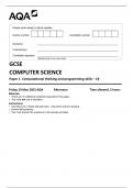 AQA GCSE COMPUTER SCIENCE Paper 1 Computational thinking and programming skills – C 8525-1A-QP-ComputerScience-G-19May23