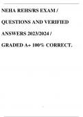 NEHA REHS&sol;RS EXAM &sol; QUESTIONS AND VERIFIED ANSWERS 2023