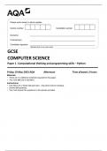 AQA GCSE COMPUTER SCIENCE Paper 1 Computational thinking and programming skills – Python 8525-1B-QP-ComputerScience-G-19May23
