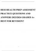 HESI HEALTH PREP ASSESMENT PRACTICE QUESTIONS AND ANSWERS 2023