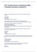 HTL Practice Exam 2 Questions With Complete Solutions Graded A&plus;