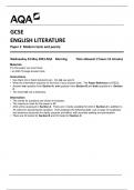AQA GCSE ENGLISH LITERATURE Paper 2 Modern texts and poetry Wednesday 24 May 2023