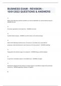 BUSINESS EXAM - REVISION - 10/01/2022 QUESTIONS & ANSWERS