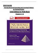 TEST BANK For Nursing Research Generating and Assessing Evidence for Nursing Practice 11th Edition by Denise Polit; Cheryl Beck, All Chapters 1 - 31, Complete Newest Version