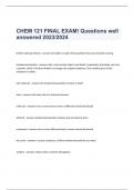CHEM 121 FINAL EXAM! Questions well answered 2023/2024