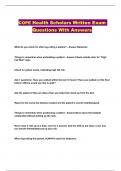 COPE Health Scholars Written Exam Questions With Answers