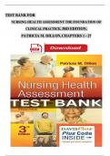 TEST BANK For Nursing Health Assessment The Foundation of Clinical Practice, 3rd Edition, Patricia M. Dillon | Verified Chapters 1 - 27 | Complete Newest Version