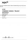 AQA GCSE COMBINED SCIENCE: TRILOGY 8464/B/2F Biology Paper 2F Mark scheme June 2023