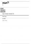 AQA GCSE FRENCH 8658/RF Paper 3 Reading Foundation Tier Mark scheme June 2023 Version: 1.0 Final 