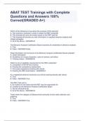 ABAT TEST Trainings with Complete Questions and Answers 100% Correct(GRADED A+)