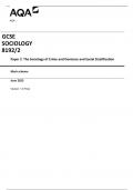 AQA GCSE SOCIOLOGY 8192&sol;2 Paper 2 The Sociology of Crime and Deviance and Social Stratification Mark scheme June 2023 Version&colon; 1&period;0 Final 