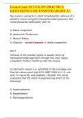 Exam Cram NCLEX-PN PRACTICE QUESTIONS AND ANSWER GRADE A&plus;