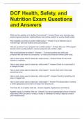 DCF Health, Safety, and Nutrition Exam Questions and Answers 
