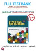 Test Bank For Statistics for Nursing A Practical Approach 3rd Edition Heavey, 9781284142013, All Chapters with Answers and Rationals
