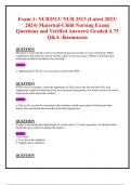Exam 1: NUR2513/ NUR 2513 (Latest 2023/ 2024) Maternal-Child Nursing Exam|  Questions and Verified Answers| Graded A 75 Q&A -Rasmussen 