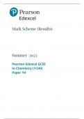 Edexcel gcse triple science chemistry paper 1 june 2023 mark scheme