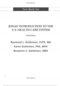 Test Bank For Jonas Introduction to the U S Health Care System 9th Edition Goldsteen | 9780826174024 | All Chapters with Answers and Rationals