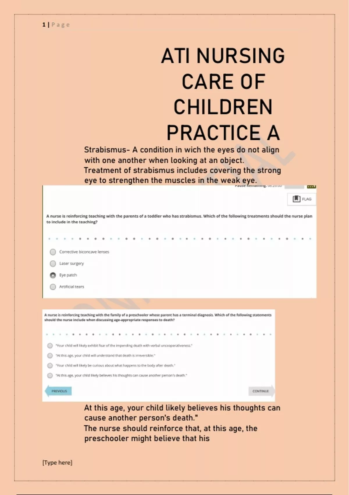 ATI NURSING CARE OF CHILDREN PRACTICE A ATI RN NURSING CARE OF CHILDREN