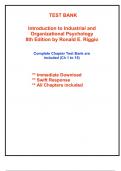 Test Bank for Introduction to Industrial and Organizational Psychology, 8th Edition Riggio (All Chapters included)