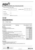 AQA GCSE ENGINEERING Unit 1 Written Paper QP and MS 2023