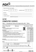 AQA GCSE COMPUTER SCIENCE Paper 1 Computational thinking and programming skills – Python QP 2023 
