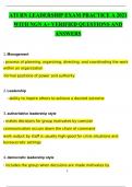 ATI RN LEADERSHIP EXAM PRACTICE A 2021 WITH NGN A+ VERIFIED QUESTIONS AND ANSWERS