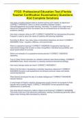 FTCE&colon; Professional Education Test &lpar;Florida Teacher Certification Examination&rpar; Questions And Complete Solutions