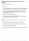 PSYC290 (Lifespan Development) final exam revision   questions