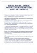 MANUAL FOR PN LEARNING  SYSTEM COMPREHENSIVE FINAL  QUIZS AND ANSWERS