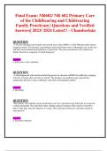 Final Exam: NR602/ NR 602 Primary Care of the Childbearing and Childrearing   Family Practicum | Questions and Verified Answers| 2023/ 2024 Latest!! - Chamberlain 
