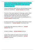 Texas State Plumbing Inspectors Exam Study Questions &lpar;Oscar&rpar; Questions And Answers Graded Score A&plus;