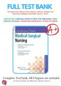 Test Bank For Introductory Medical-Surgical Nursing 12th Edition by Barbara Kuhn Timby (2017/2018), 9781496351333, Chapter 1-72 Complete Questions and Answers A+