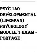 PSYC 140 DEVELOPMENTAL (Lifespan) PSYCHOLOGY Module 1 Exam - PORTAGE 2024