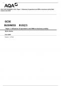 AQA GCSE BUSINESS 8132/1 Paper 1 Influences of operations and HRM on business activity Mark scheme June 2023 Version: 1.0 Final